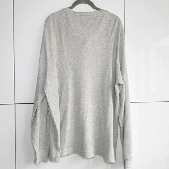 Saddlebred Waffle Knit Thermal Henley Shirt Gray Size Large 3 Button Long Sleeve - Picture 4 of 6